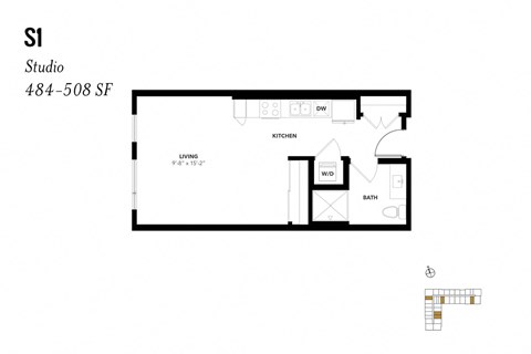 Studio S1 584 - 508 SF - The Lark